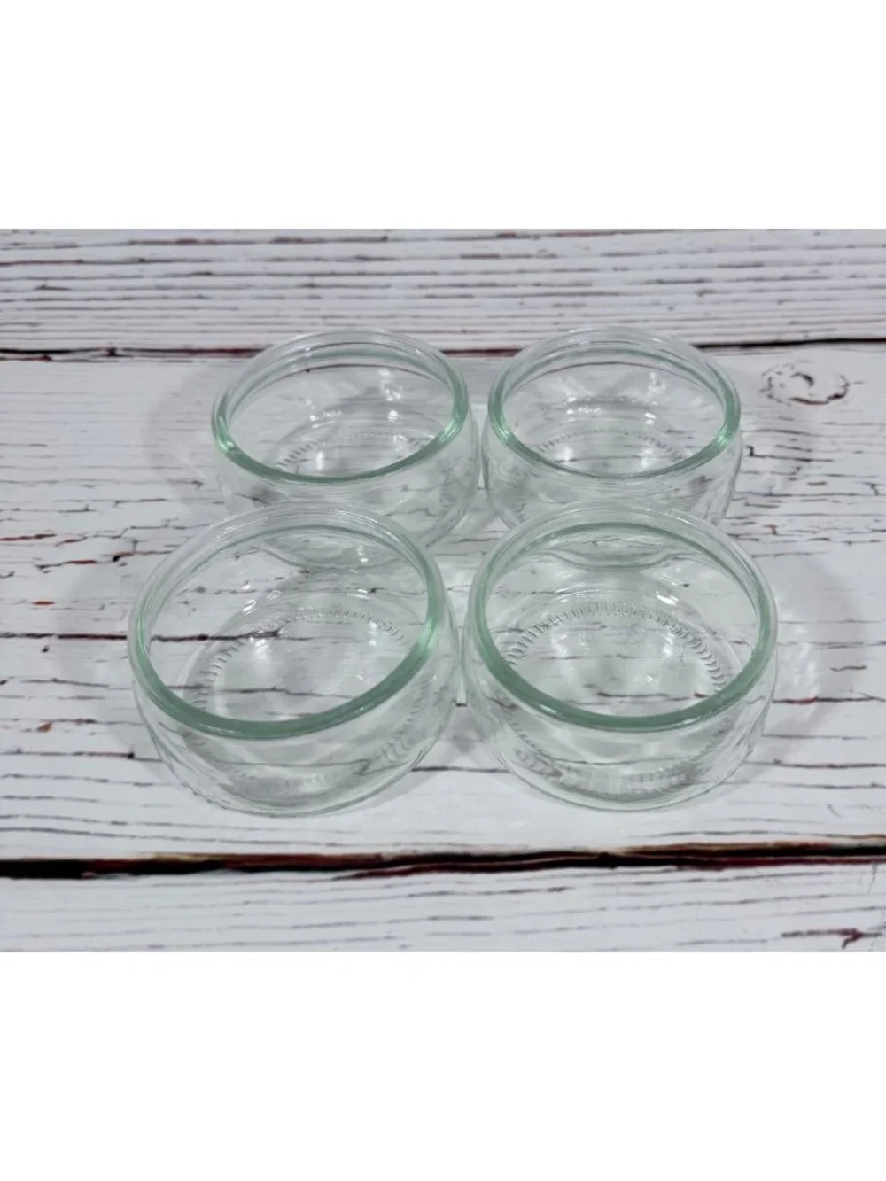 Clear Glass Dessert Ramekins Round Bowls 3.25” Set of 4 Condiments Or Prep Gü